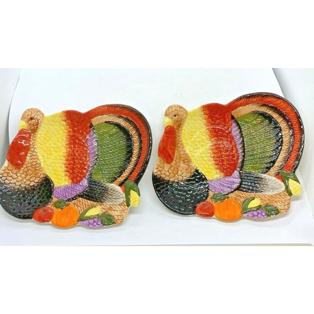 Small Turkey Shaped Thanksgiving Serving Home Decor Plates